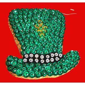 Diorama Kitsch St Patrick's Day Ornament Pushpin Handmade Mid Century Unique•Orn